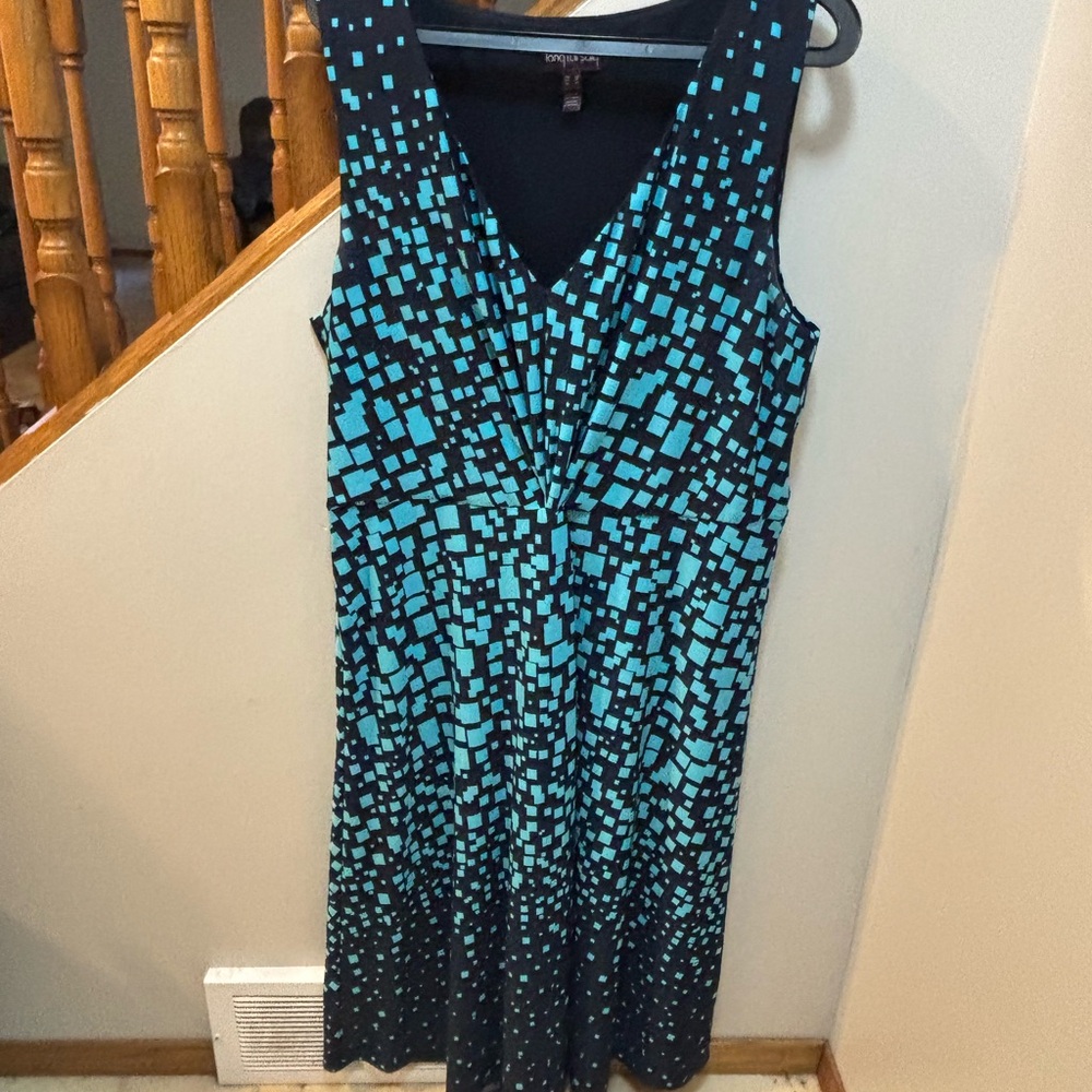 Long Tall Sally Black and Blue Geometric Midi Dress